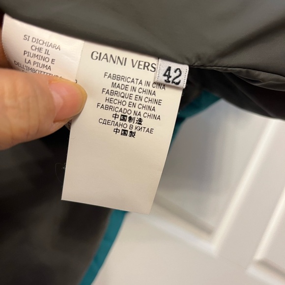 Versace Turquoise Puffer Jacket with Faux Fur - Picture 10 of 12